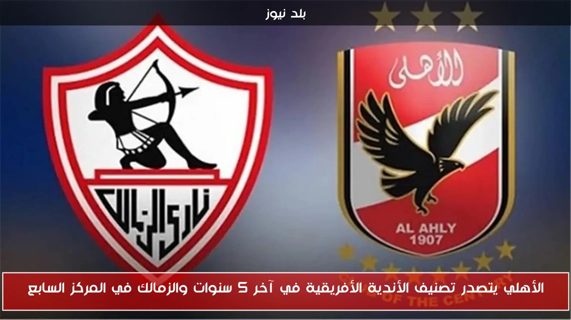 الأهلي يتصدر تصنيف الأندية الأفريقية في آخر 5 سنوات والزمالك في المركز السابع